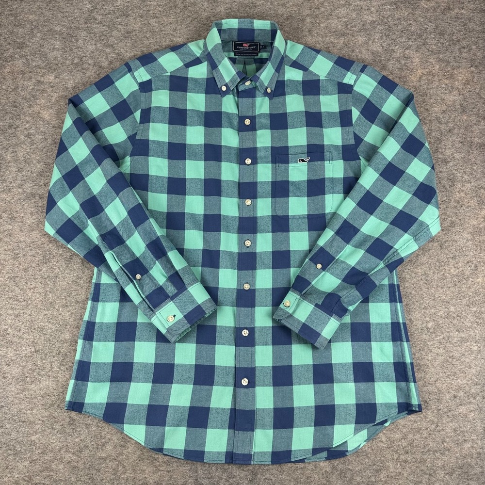 Vineyard Vines Performance Slim Fit Tucker Button Down Shirt Plaid Mens Large L